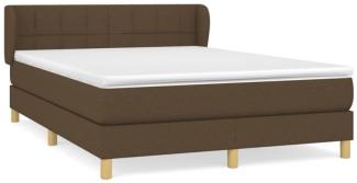 Doppelbett, Polsterbett mit Matratze Stoff Dunkelbraun 140 x 190 cm