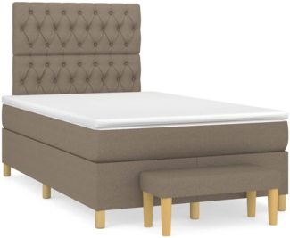 vidaXL Boxspringbett mit Matratze Taupe 120x200 cm Stoff, Härtegrad: H2 [3137385]
