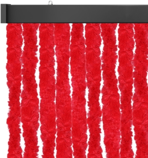 Flauschvorhang 80x185 cm, 80x200 cm, 80x220cm, perfekter Insekten- und Sichtschutz für Ihre Balkon- und Terrassentür, viele Farben Unistreifen rot-80x220 cm