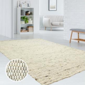 TaraCarpet Wollteppich TaraCarpet Handweb Erfenstein, rechteckig, Höhe: 13 mm, Schurwollteppich grau gewalkt Wohnzimmer Schlaf- Esszimmer 070x130