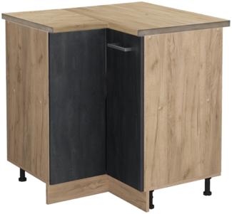 Eckunterschrank R-Line Schwarz Beton 75.6 cm AP Eiche Vicco