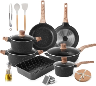 Induktions-Töpfe Pfannen Set Granit Antihaftbeschichtung Kochgeschirr Bratpfanne