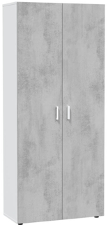Mehrzweckschrank >Tidy< in Weiß / Beton Grau - 80x182x37 (BxHxT)