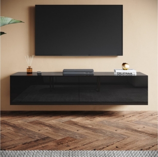 SONNI TV-Schrank Lowboard TV Schrank Schwarzer Hochglanz mit Klapptür