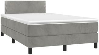 vidaXL Boxspringbett mit Matratze & LED Hellgrau 120x190 cm Samt 3270147