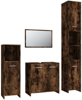 vidaXL 4-tlg. Badmöbel-Set Räuchereiche Holzwerkstoff 3154403