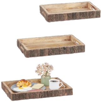 Mangoholz Tablett 3er Set