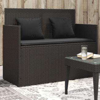 vidaXL Gartenbank mit Kissen Schwarz Poly Rattan 365761
