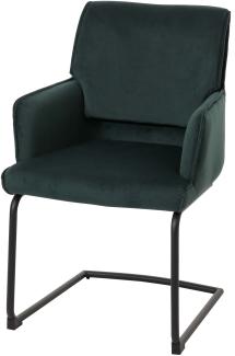 Freischwinger HWC-N60, Esszimmerstuhl Küchenstuhl Stuhl, Stoff/Textil Öko-Tex ~ grün