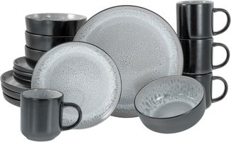 CreaTable Kombiservice Nordic Fjord, Kombiservice 16-tlg (16-tlg), 4 Personen, Steinzeug, Reaktivglasur, Scandi-Style