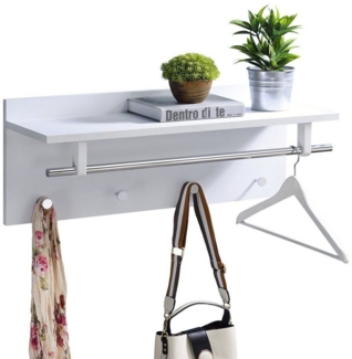 IDIMEX Garderobenhalter ULF, Wandgarderobe mit Kleiderhaken und Hutablage, Flurmöbel weiß