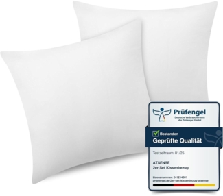 2er Set Kissenbezug 80x80 cm Gewaschene Baumwolle Weiß Reißverschluss
