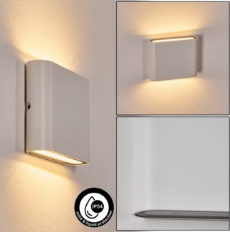 hofstein Außen-Wandleuchte Außenwandlampe aus Metall/Kunststoff in Weiß, LED wechselbar, 3000 Kelvin, moderne Wandleuchte für Garten, 6 Watt, 700 Lumen, 3000 Kelvin, IP65