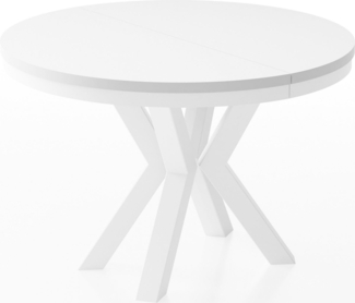 WFL GROUP Esstisch Clara White (erhältlich in zwei Größen – 100/120 cm, ausziehbar auf 180/200 cm), platzsparender Industrial Tisch in Holzoptik für Wohnzimmer oder Küche
