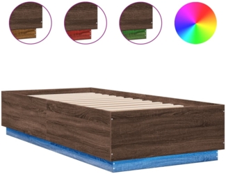vidaXL Bettgestell mit LED Braun Eichen-Optik 100x200 cm Holzwerkstoff 3209631