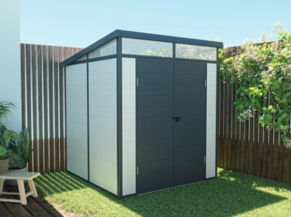 Vente-unique - Gartenhaus aus Kunstharz - Grau - 3,65 m² - mit Boden - MINARO