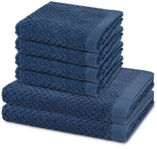 Ross Harmony 6 tlg. Frottier-Set - 4 X Handtuch (50 X 100cm), 2 X Duschtuch (70 X 140cm) - 520 - Denim