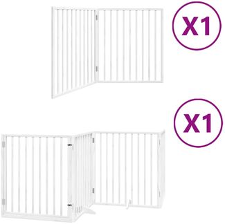vidaXL 6-tlg. Hundetor mit Tür Faltbar Weiß 480 cm Pappelholz 3155565