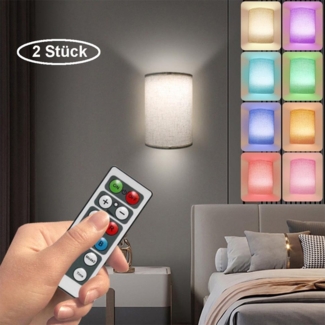 Jibenhome LED Wandleuchte 2 Stück LED Wandlampe Innen RGB Aufladbar, Wandleuchte Dimmbar 3 Modi, RGB, Kabellos mit Fernbedienung für Schlafzimmer Flur Wohnzimmer Treppe