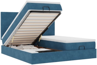 vidaXL Ottoman-Bett mit Matratzen & LEDs Dunkelblau 160x200 cm Samt 3314601