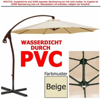 habeig Ampelschirm WASSERDICHT Ampelschirm 3m Marktschirm PVC Schirm 300cm Sonnenschirm, 100% Wasserdicht