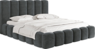 WFL GROUP Polsterbett Serenity mit Bettkasten und Lattenrost, Bettgestell, ohne Matratze (erhältlich in 5 Größen 120x200, 140x200, 160x200, 180x200, 200x200 cm), mit Stauraum, hohem Kopfteil, Boucle oder Samt Stoff, Made in EU