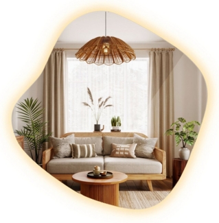 Tulup LED-Lichtspiegel Unförmiger Spiegel Klecks Beleuchtet Bad Wandspiegel Licht Beleuchtung, Warmes Licht LED, Im Spiegel integrierte LED-Beleuchtung