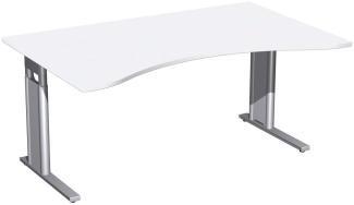 Schreibtisch 'C Fuß Pro' Ergonomieform, höhenverstellbar, 160x100 cm, Weiß / Silber