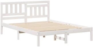 vidaXL Bettgestell mit Kopfteil Weiß 135 x 190 cm Massivholz Kiefer 872240