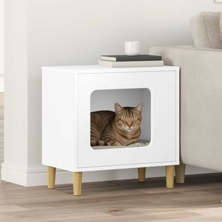 vidaXL Katzenhaus Weiß 51 x 30 x 52 cm Holzwerkstoff 8000653