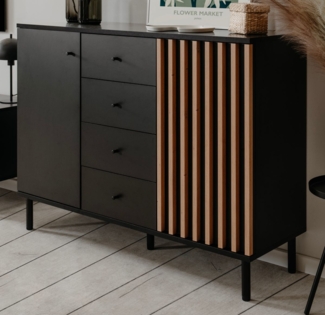 Kommode Biella in schwarz und Eiche 118 x 90 cm