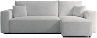 Selsey 'Scarlo' Ecksofa mit Schlaffunktion, Stauraum und Bouclé-Bezug, hellgrau, 83 x 244 x 145 cm