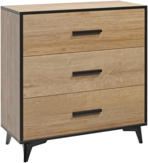 AX LIVING Drei Schubladen Kommode Fabriani K3S Eiche Riviera 91 cm