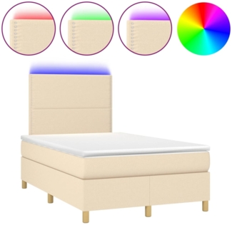 vidaXL Boxspringbett mit Matratze & LED Creme 120x190 cm Stoff 3270244