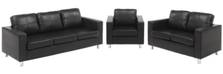 Vente-unique - Couchgarnitur 3+2+1 - Kunstleder - Schwarz - ACKLEY