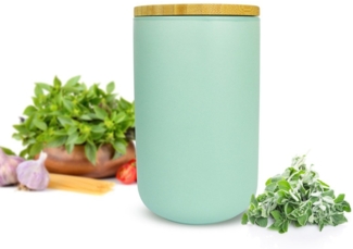 Vorratsdose mit Holzdeckel Keramik Türkis Vorratsbehälter Keramikdose Dose