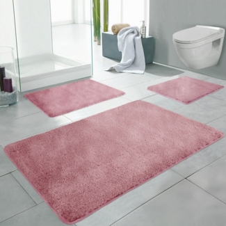 LindenBerg Badematte Badvorleger mit Mikrofaser - Badezimmer Teppich, Höhe 5 mm, rutschhemmend beschichtet, Waschbar, Pflegeleicht, Polyester, Rechteckig, 50 x 55 cm, 50 x 55 cm, 50 x 80 cm, 60 x 100 cm, 70 x 120 cm