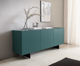 Sideboard Kelani 180 cm Petrol 3 Türen Fuß schwebend Metall Schwarz