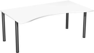 Schreibtisch '4 Fuß Flex', feste Höhe 180x100 cm, Weiß / Anthrazit
