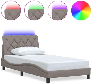 vidaXL Bettgestell mit LED ohne Matratze Taupe 100x200 cm Stoff 3310654