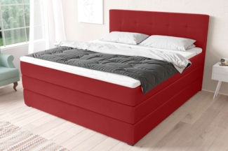 99rooms Madagaskar Boxspringbett Kunstleder MADRYT Rot 140x200 cm Taschen-Federung