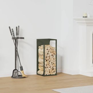 vidaXL Brennholzregal Olivgrün 25x25x60 cm Kaltgewalzter Stahl 864262