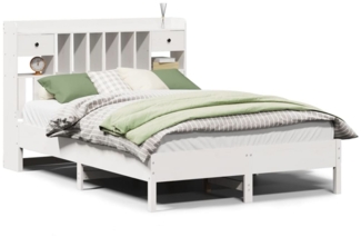 vidaXL Massivholzbett mit Regal ohne Matratze Weiß 140x190 cm Kiefer 3322922