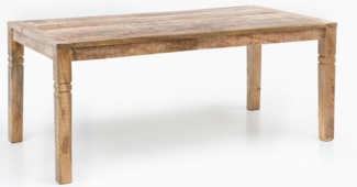 Kadima Design Rustikaler Mango-Holz Esstisch, 120 cm, Landhaus-Stil - Stilvoll mit Schnitzereien. 120x70x76 cm