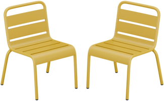 Vente-unique - Gartenstuhl für Kinder stapelbar 2er-Set - Metall - Senfgelb - POPAYAN von MYLIA