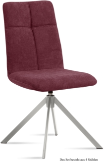 Esszimmerstuhl drehbar (4er-Set) Dreddy 47x92x60 Edelstahl/Marsala