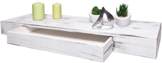 Wandregal HWC-H37, Schweberegal Wandboard Hängeregal Regal, Schublade Massiv-Holz 8x80x25cm ~ weiß, shabby