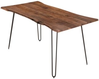 Esstisch Baumkante massiv Akazie nussbaum 180x90 cm schwarz HANNAH 525774