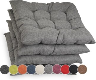 sunnypillow Stuhlkissen 4er Set Stuhlkissen mit Bändern Ontario, Grau