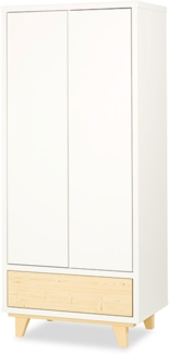 Kleiderschrank Lydia Drehtürenschrank mit Schublade 80cm weiß kiefer